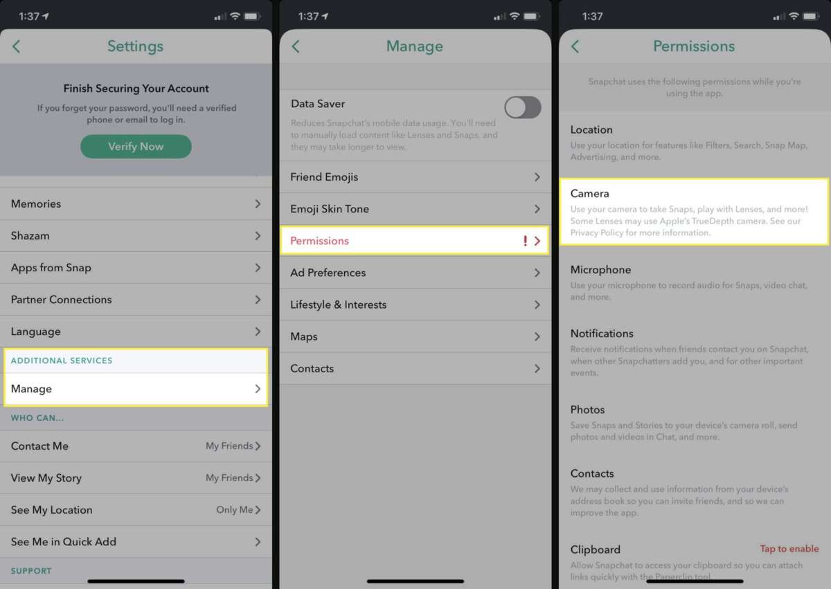 How To Allow Snapchat To Use Camera